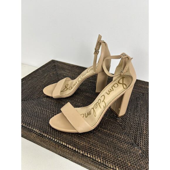 Sam Edelman‎ Womens Size 9M Yaro Ankle Strap Sandal Heel Classic Nude Leather - Picture 3 of 9